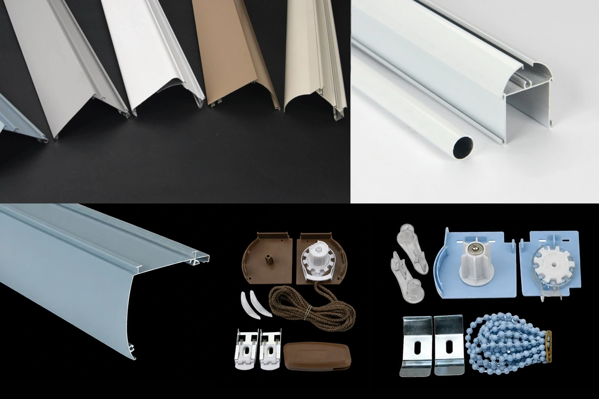 Zebra blind aluminum profiles, bottom rails and matching components